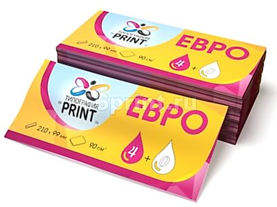 заказать печать 10000 флаеров «Евро», 4+0