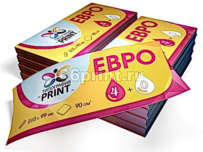 заказать печать 15000 флаеров «Евро», 4+0