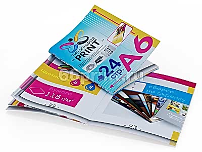 заказать печать 5 000 брошюр «А6», книжная ориентация, 24 страницы