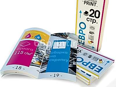 заказать печать 5 000 брошюр «Евро», книжная ориентация, 20 страниц